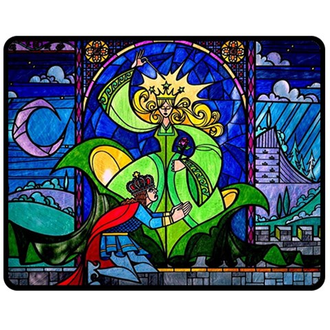 Beauty And The Beast Stained Glass Rose Fleece Blanket (Medium) from ArtsNow.com 60 x50  Blanket Front