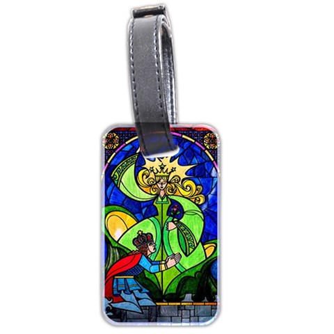 Beauty And The Beast Stained Glass Rose Luggage Tag (two sides) from ArtsNow.com Front