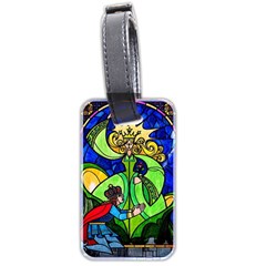 Beauty And The Beast Stained Glass Rose Luggage Tag (two sides) from ArtsNow.com Back