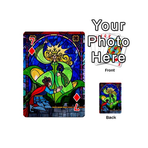 Beauty And The Beast Stained Glass Rose Playing Cards 54 Designs (Mini) from ArtsNow.com Front - Diamond7