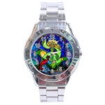 Beauty And The Beast Stained Glass Rose Stainless Steel Analogue Watch