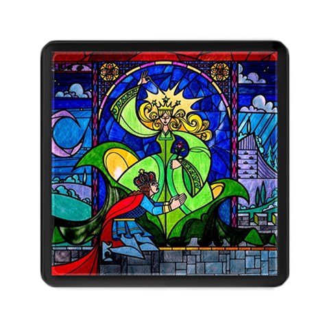 Beauty And The Beast Stained Glass Rose Memory Card Reader (Square) from ArtsNow.com Front