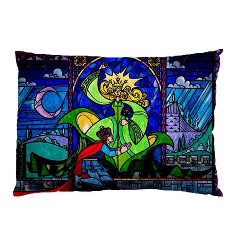 Beauty And The Beast Stained Glass Rose Pillow Case (Two Sides) from ArtsNow.com Front