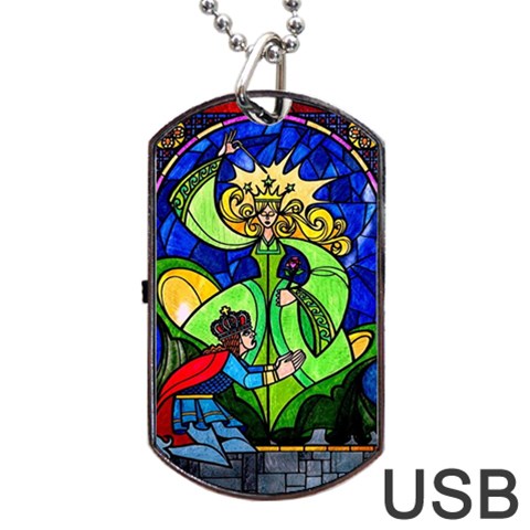 Beauty And The Beast Stained Glass Rose Dog Tag USB Flash (Two Sides) from ArtsNow.com Front