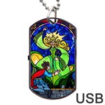 Beauty And The Beast Stained Glass Rose Dog Tag USB Flash (Two Sides)