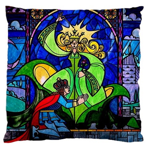 Beauty And The Beast Stained Glass Rose Large Cushion Case (Two Sides) from ArtsNow.com Front