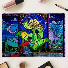 Beauty And The Beast Stained Glass Rose Cosmetic Bag (XXL) from ArtsNow.com Front