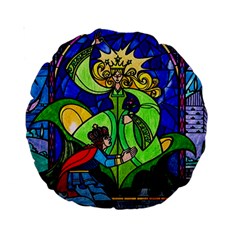 Beauty And The Beast Stained Glass Rose Standard 15  Premium Round Cushions from ArtsNow.com Back