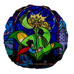Beauty And The Beast Stained Glass Rose Large 18  Premium Round Cushions from ArtsNow.com Back