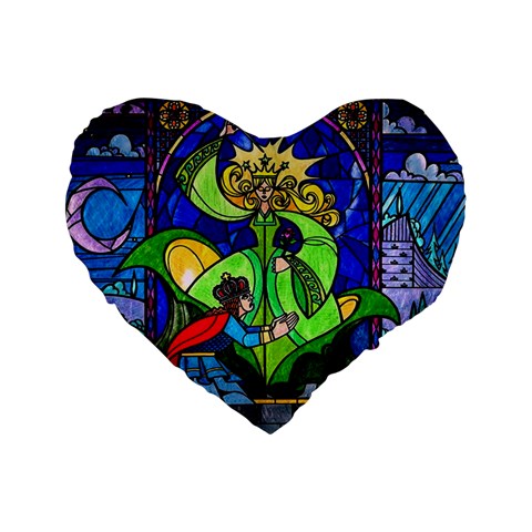 Beauty And The Beast Stained Glass Rose Standard 16  Premium Heart Shape Cushions from ArtsNow.com Front