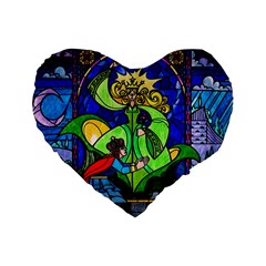 Beauty And The Beast Stained Glass Rose Standard 16  Premium Heart Shape Cushions from ArtsNow.com Front