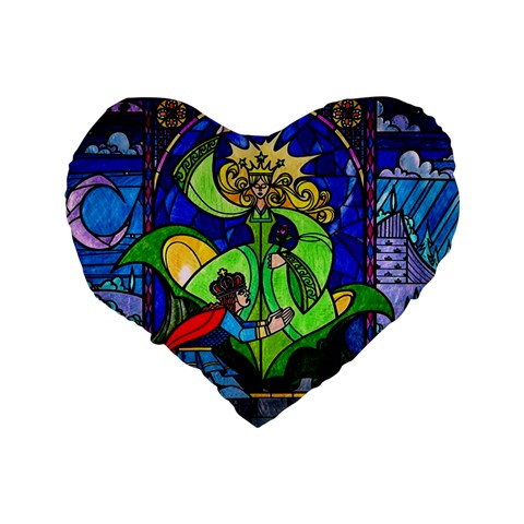 Beauty And The Beast Stained Glass Rose Standard 16  Premium Heart Shape Cushions from ArtsNow.com Back