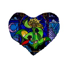 Beauty And The Beast Stained Glass Rose Standard 16  Premium Heart Shape Cushions from ArtsNow.com Back