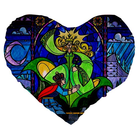 Beauty And The Beast Stained Glass Rose Large 19  Premium Heart Shape Cushions from ArtsNow.com Front