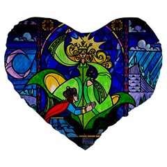 Beauty And The Beast Stained Glass Rose Large 19  Premium Heart Shape Cushions from ArtsNow.com Front