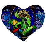 Beauty And The Beast Stained Glass Rose Large 19  Premium Heart Shape Cushions