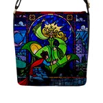 Beauty And The Beast Stained Glass Rose Flap Closure Messenger Bag (L)