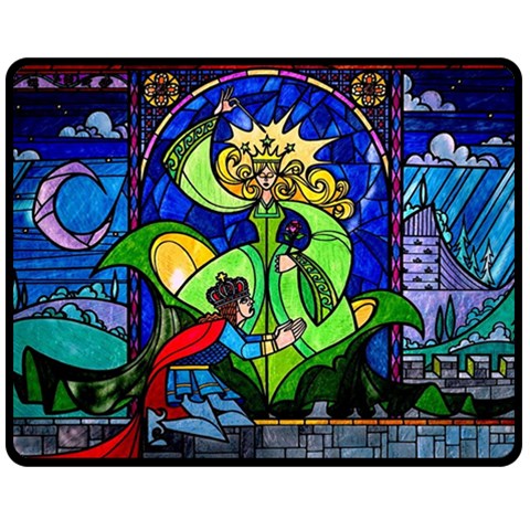 Beauty And The Beast Stained Glass Rose Two Sides Fleece Blanket (Medium) from ArtsNow.com 58.8 x47.4  Blanket Front