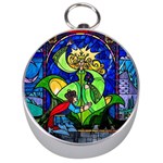 Beauty And The Beast Stained Glass Rose Silver Compasses