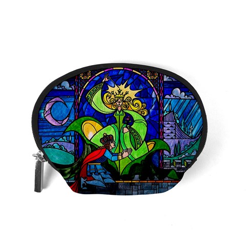 Beauty And The Beast Stained Glass Rose Accessory Pouch (Small) from ArtsNow.com Back