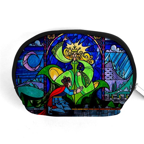 Beauty And The Beast Stained Glass Rose Accessory Pouch (Medium) from ArtsNow.com Front