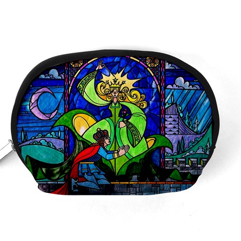 Beauty And The Beast Stained Glass Rose Accessory Pouch (Medium) from ArtsNow.com Back