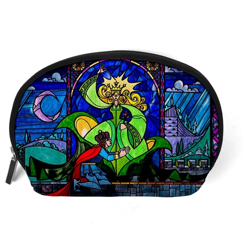 Beauty And The Beast Stained Glass Rose Accessory Pouch (Large) from ArtsNow.com Back
