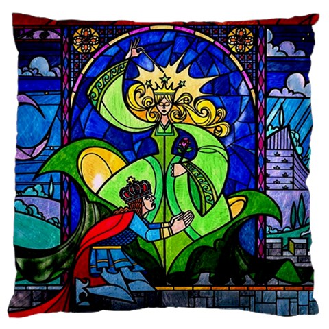 Beauty And The Beast Stained Glass Rose Large Premium Plush Fleece Cushion Case (One Side) from ArtsNow.com Front