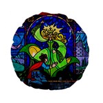 Beauty And The Beast Stained Glass Rose Standard 15  Premium Flano Round Cushions