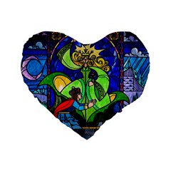 Beauty And The Beast Stained Glass Rose Standard 16  Premium Flano Heart Shape Cushions from ArtsNow.com Front