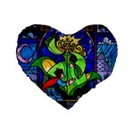 Beauty And The Beast Stained Glass Rose Standard 16  Premium Flano Heart Shape Cushions