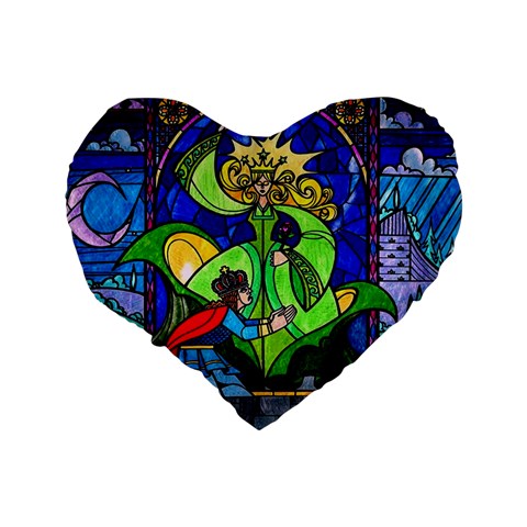 Beauty And The Beast Stained Glass Rose Standard 16  Premium Flano Heart Shape Cushions from ArtsNow.com Back