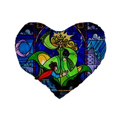 Beauty And The Beast Stained Glass Rose Standard 16  Premium Flano Heart Shape Cushions from ArtsNow.com Back