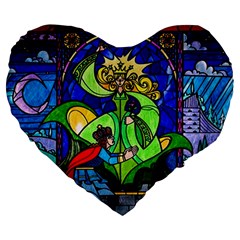 Beauty And The Beast Stained Glass Rose Large 19  Premium Flano Heart Shape Cushions from ArtsNow.com Front
