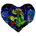 Beauty And The Beast Stained Glass Rose Large 19  Premium Flano Heart Shape Cushions
