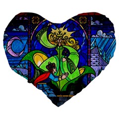 Beauty And The Beast Stained Glass Rose Large 19  Premium Flano Heart Shape Cushions from ArtsNow.com Back