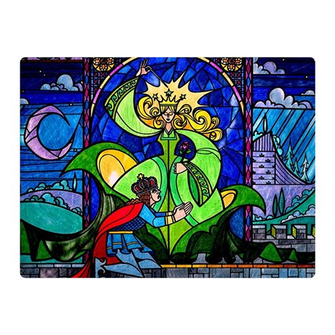 Beauty And The Beast Stained Glass Rose Two Sides Premium Plush Fleece Blanket (Mini) from ArtsNow.com 35 x27  Blanket Front