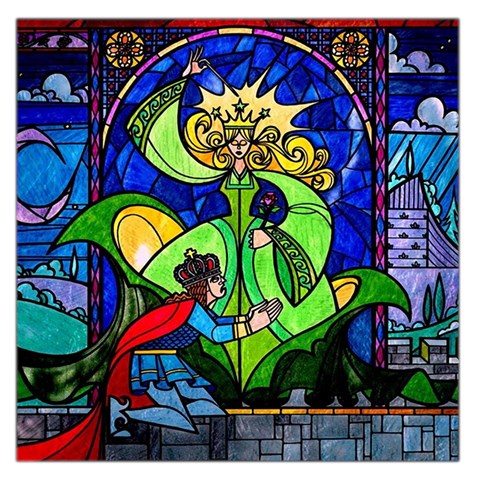 Beauty And The Beast Stained Glass Rose Square Satin Scarf (36  x 36 ) from ArtsNow.com Front
