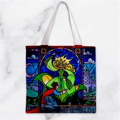 Beauty And The Beast Stained Glass Rose Zipper Grocery Tote Bag from ArtsNow.com Back