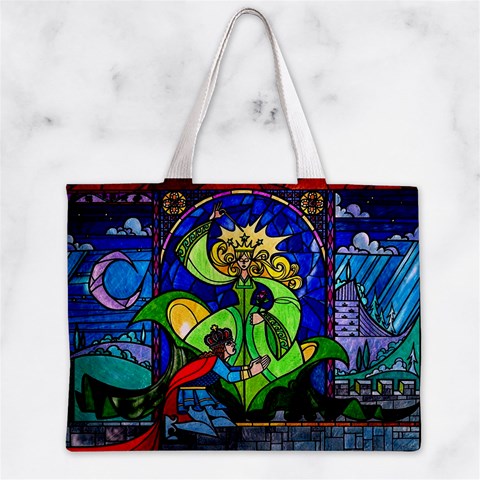 Beauty And The Beast Stained Glass Rose Zipper Mini Tote Bag from ArtsNow.com Front