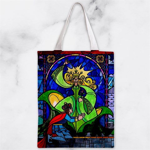 Beauty And The Beast Stained Glass Rose Zipper Classic Tote Bag from ArtsNow.com Front