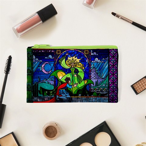 Beauty And The Beast Stained Glass Rose Cosmetic Bag (XS) from ArtsNow.com Front