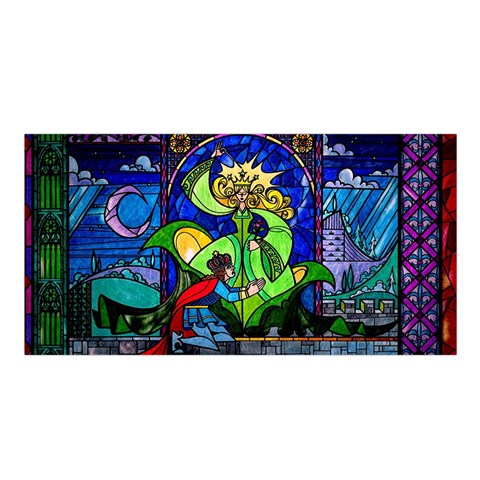 Beauty And The Beast Stained Glass Rose Satin Shawl 45  x 80  from ArtsNow.com Front