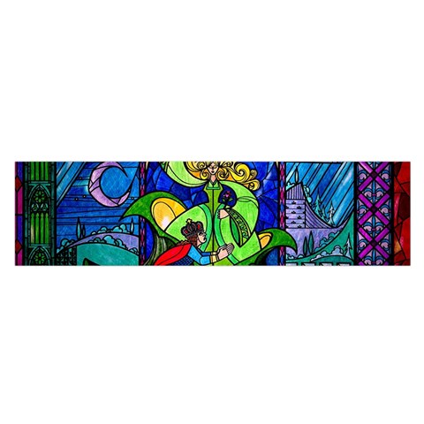 Beauty And The Beast Stained Glass Rose Oblong Satin Scarf (16  x 60 ) from ArtsNow.com Front