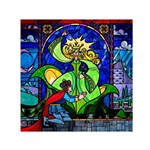 Beauty And The Beast Stained Glass Rose Square Satin Scarf (30  x 30 )
