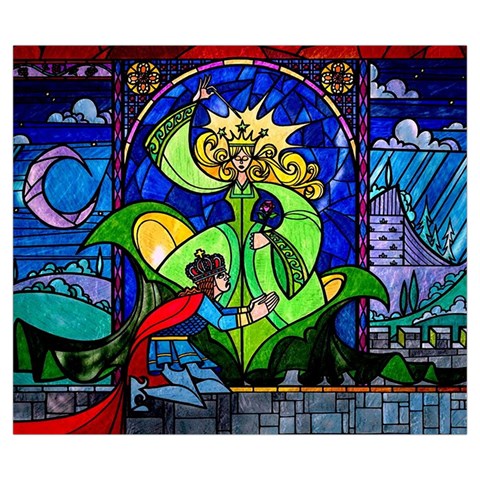 Beauty And The Beast Stained Glass Rose Zipper Large Tote Bag from ArtsNow.com Front