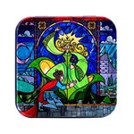 Beauty And The Beast Stained Glass Rose Square Metal Box (Black)