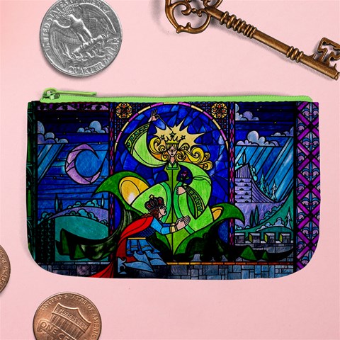 Beauty And The Beast Stained Glass Rose Large Coin Purse from ArtsNow.com Front