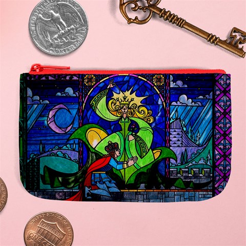 Beauty And The Beast Stained Glass Rose Large Coin Purse from ArtsNow.com Front