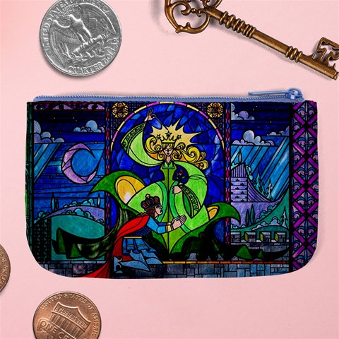 Beauty And The Beast Stained Glass Rose Large Coin Purse from ArtsNow.com Back